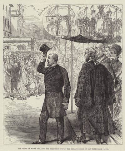 El Príncipe de Gales declarando la inauguración de la Exposición en la Escuela de Arte de Midland, Castillo de Nottingham de Sir John Charles Robinson